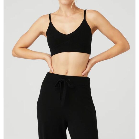 ALO Yoga 100% Cashmere Soft Jet Set Navy Bra/Bralette - Picture 2 of 6